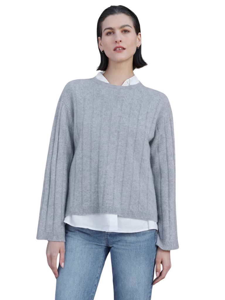 Velvet Fillmore Cashmere Crewneck Sweater - Fog - Styleartist