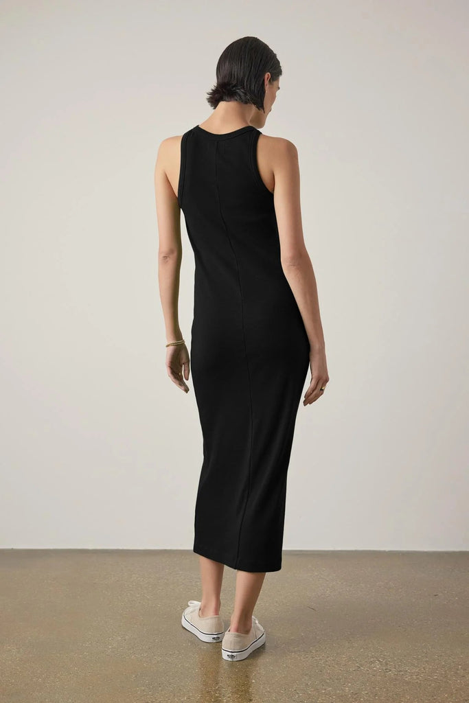 Velvet Griffith Modal Ribbed Midi Dress - Black - Styleartist