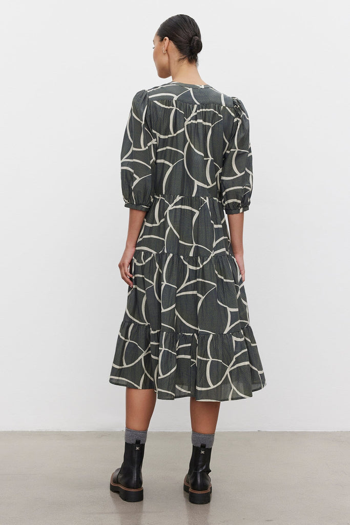 Velvet Johanna Printed Silk Cotton Voile Midi Dress- Airbrush - Styleartist