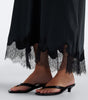 Velvet Kristin Lace-Trimmed Silk Maxi Skirt- Black