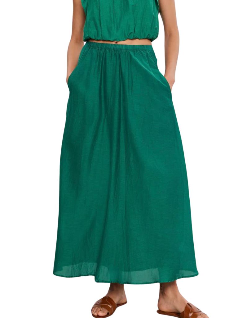 Velvet Mariela Silk Cotton Voile Maxi Skirt- Marsh - Styleartist