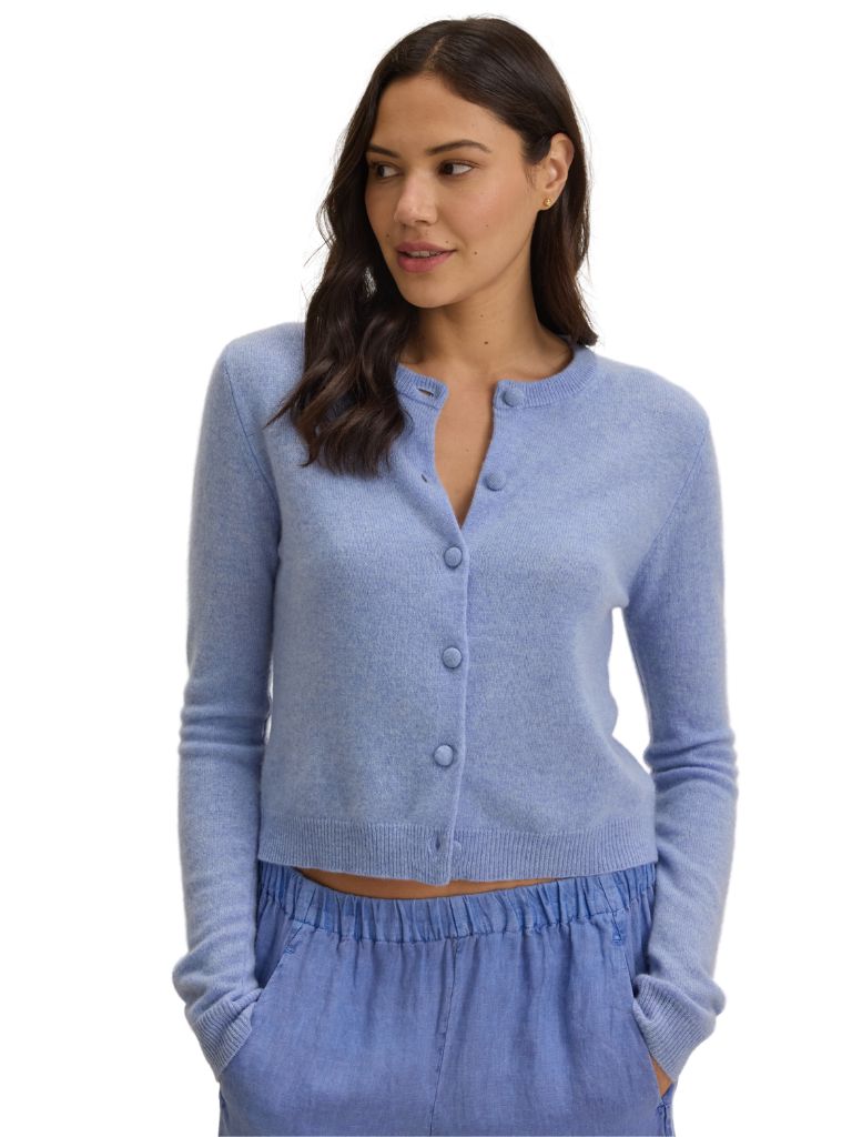 Velvet X Cleo Wade Chrichet Cashmere Cardigan- Sky - Styleartist