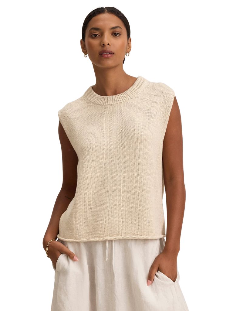 Velvet X Cleo Wade Paola Cotton Cashmere Vest- Oatmeal - Styleartist