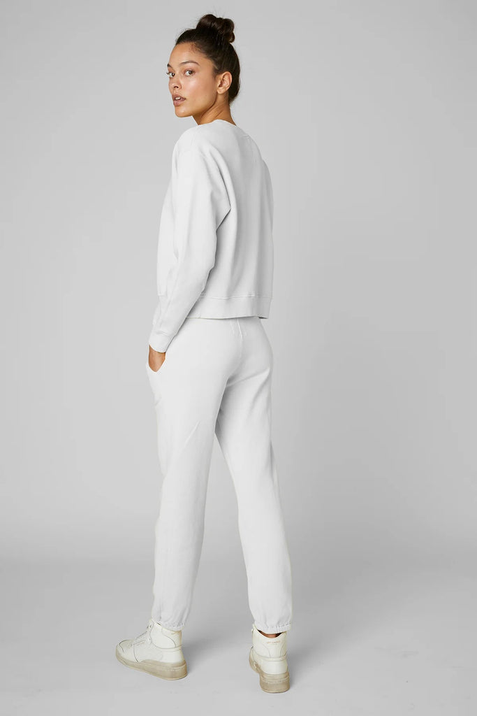 Velvet Ynez Organic Fleece Pullover Sweatshirt- White - Styleartist