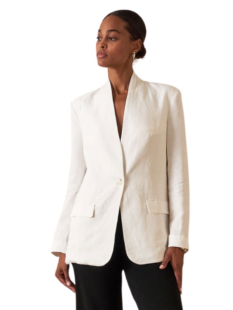 Wyeth Arden Linen Viscose Jacket- Chalk - Styleartist