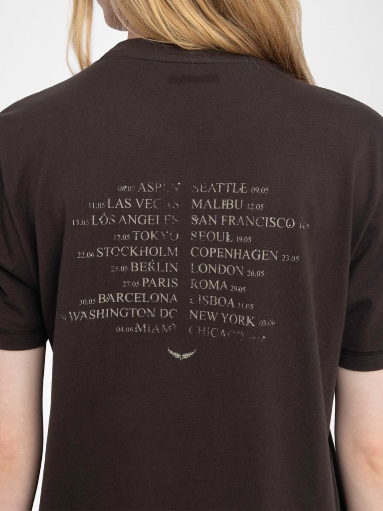 Zadig & Voltaire Edwin Cotton T-Shirt With Photo Print- Brown - Styleartist