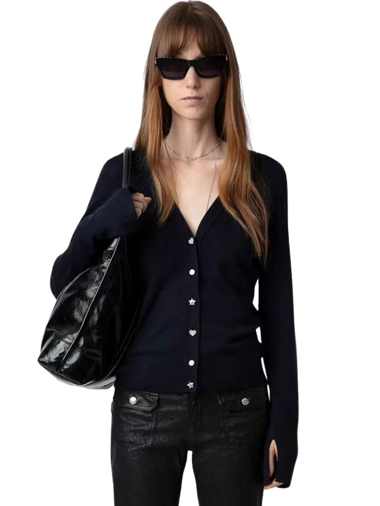 Zadig & Voltaire Jemma Merino Wool Cardigan - Encre Navy Blue - Styleartist