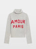 Zadig & Voltaire Nalma Merino Wool Amour Paris Sweater- Grey