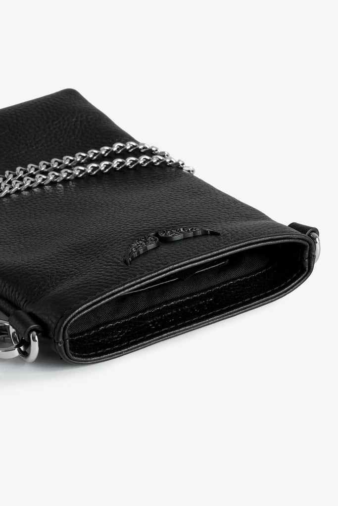 Zadig & Voltaire Rock Phone Pouch Grained Leather- Black - Styleartist