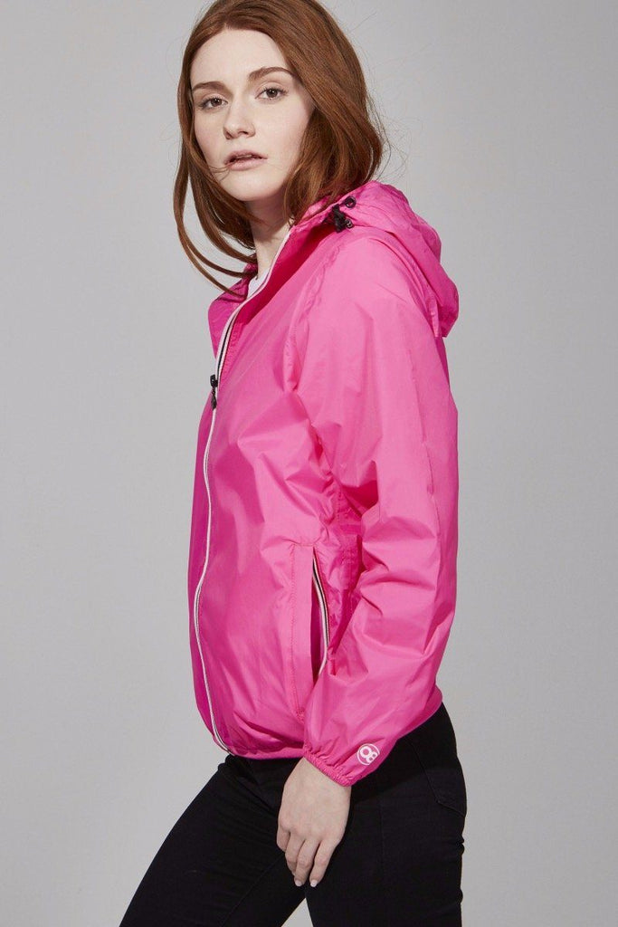 08 Sloane Full Zip Packable Rain Jacket - Pink Fluorescent - Styleartist