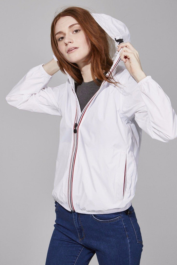 08 Sloane Full Zip Packable Rain Jacket - White - Styleartist
