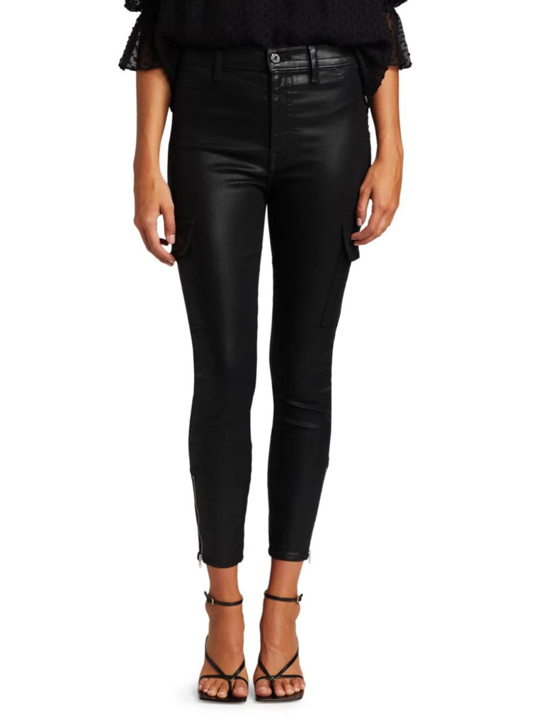 7 For All Mankind Coated Skinny Cargo Jean - Black - Styleartist