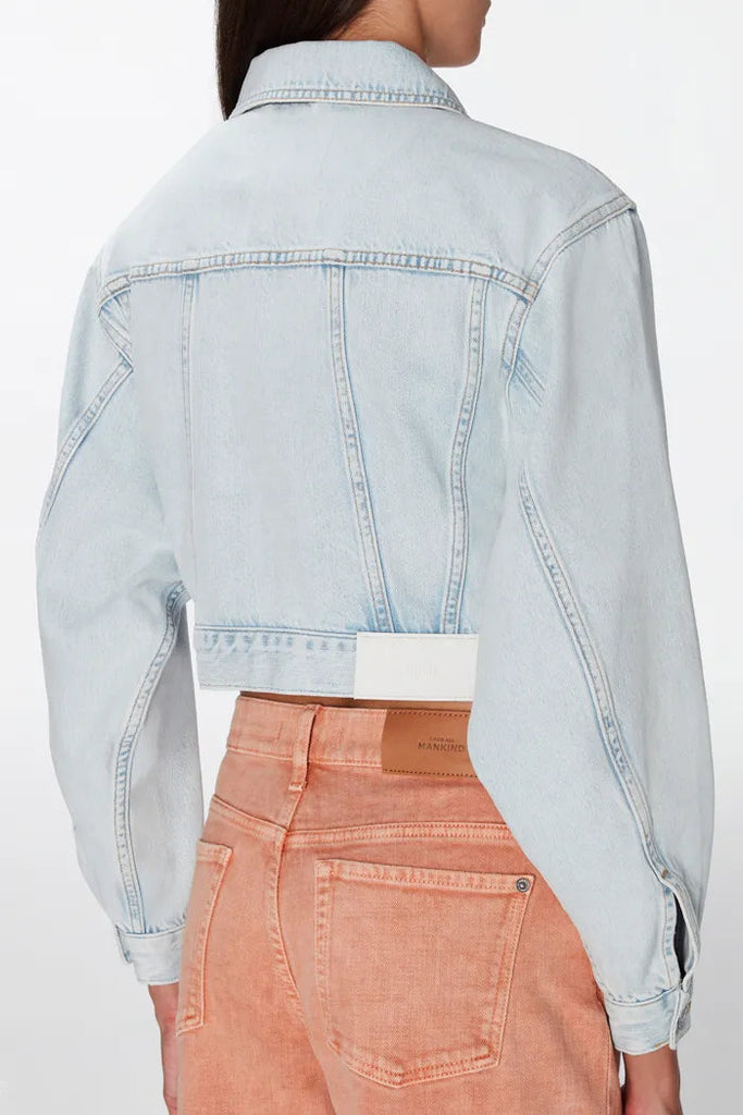 7 For All Mankind Cropped Trucker Jean Jacket - Icy Indigo - Styleartist