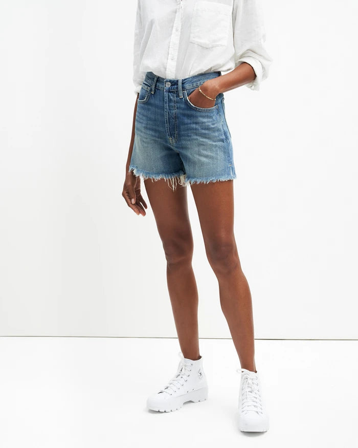 7 For All Mankind Easy Ruby Cut Off Jean Short- Spruce Rigid - Styleartist