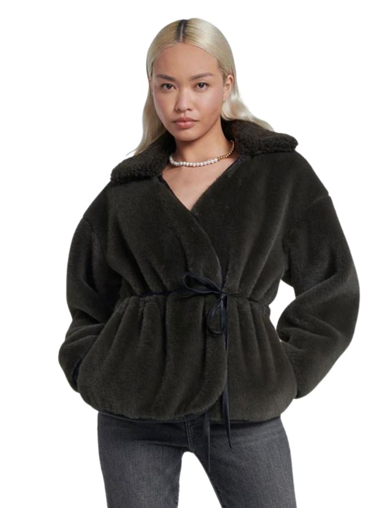 7 For All Mankind Faux Fur Wrap Coat - Kangaroo - Styleartist