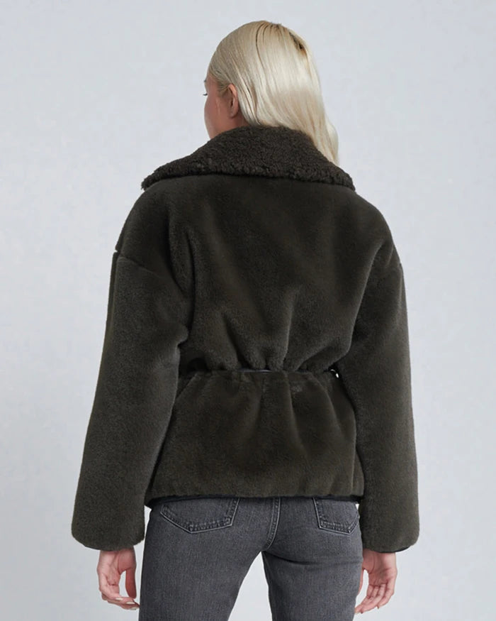 7 For All Mankind Faux Fur Wrap Coat - Kangaroo - Styleartist