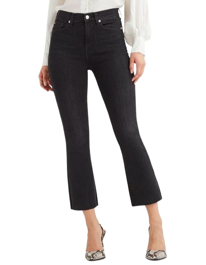 7 for all Mankind High Waist Slim Kick with Cut off Hem- Black - Styleartist