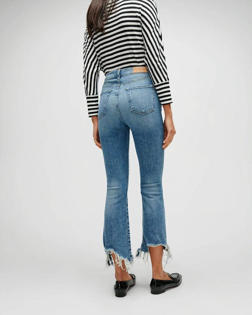 7 For All Mankind High Waist Slim Kick With Long Side Hem and Destroy- Sloane Vintage - Styleartist