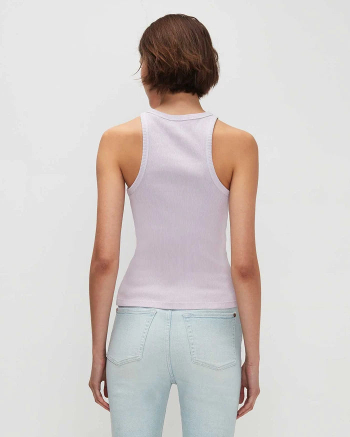 7 For All Mankind Racerback Ribbed Tank- Light Lilac - Styleartist