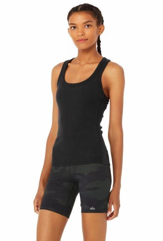 alo Rib Support Tank - Black - Styleartist