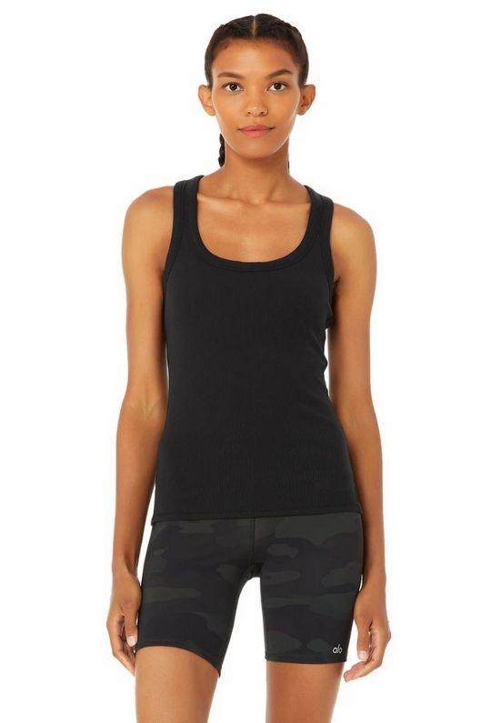 alo Rib Support Tank - Black - Styleartist