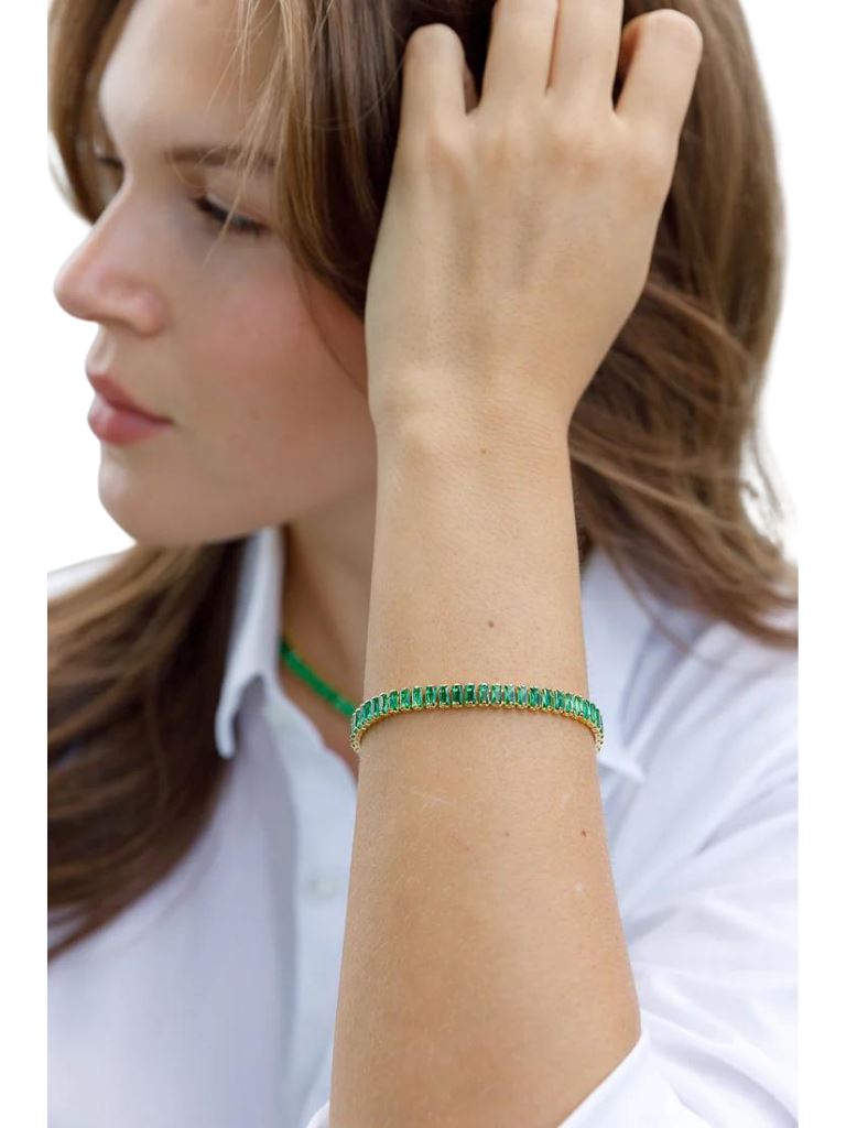 Baguette Tennis Bracelet - Emerald - Styleartist