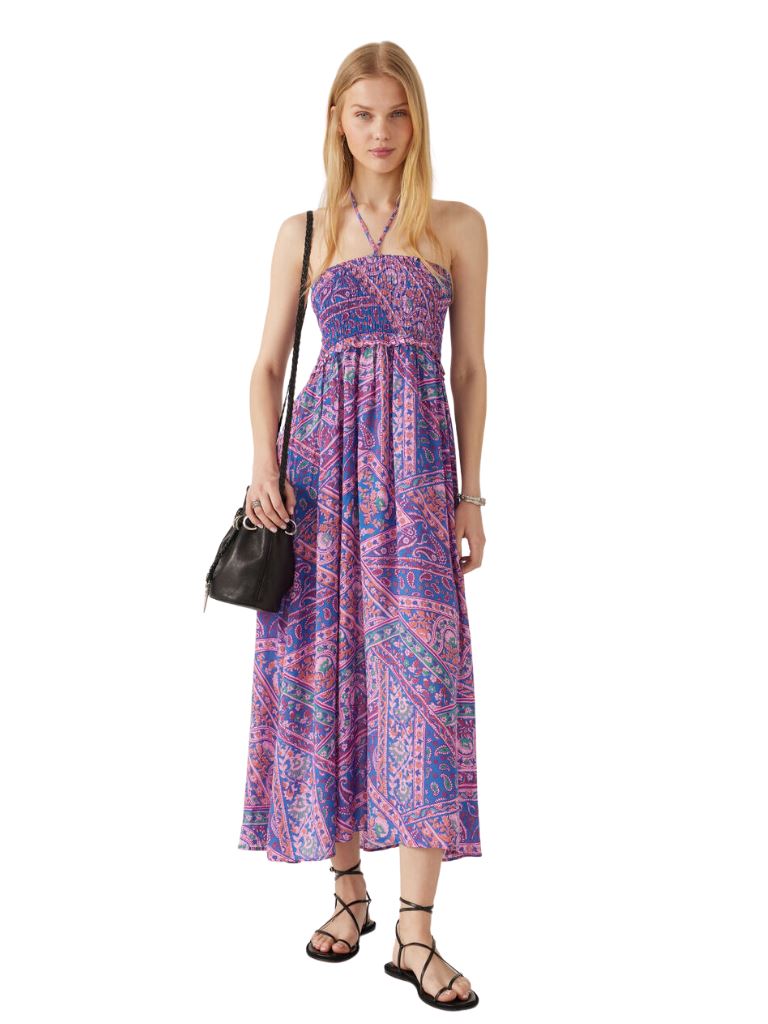 Ba&sh Friska Strapless Midi Dress/Maxi Skirt - Blue Print - Styleartist