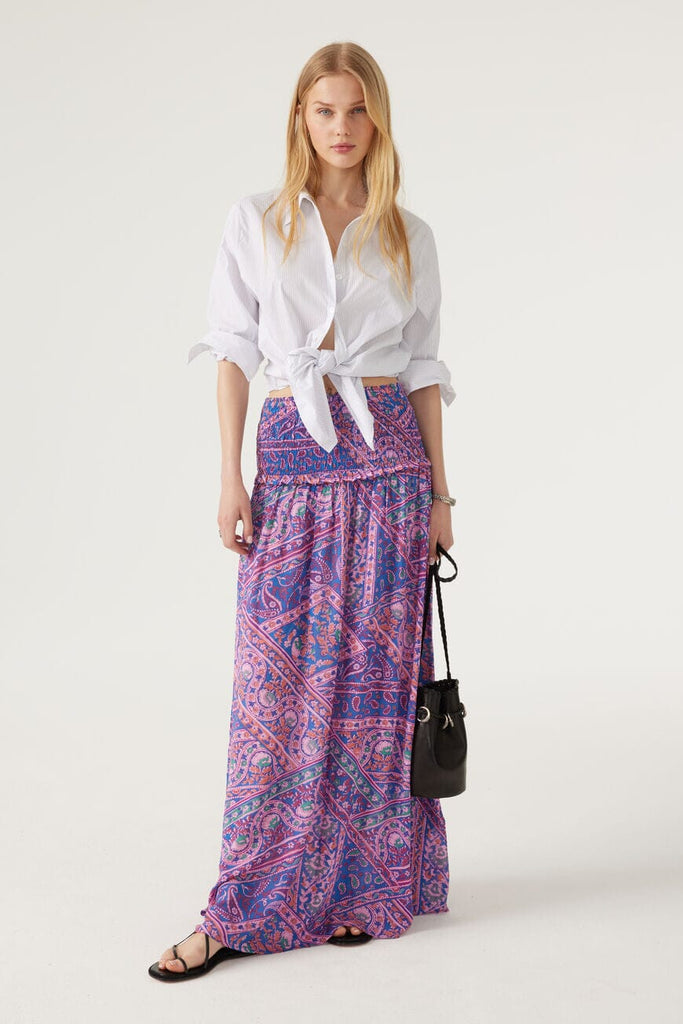 Ba&sh Friska Strapless Midi Dress/Maxi Skirt - Blue Print - Styleartist