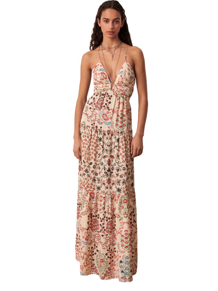 ba&sh Gisele Maxi Printed Dress- Ecru Styleartist ba&sh Gisele Maxi Printed Dress- Ecru Styleartist