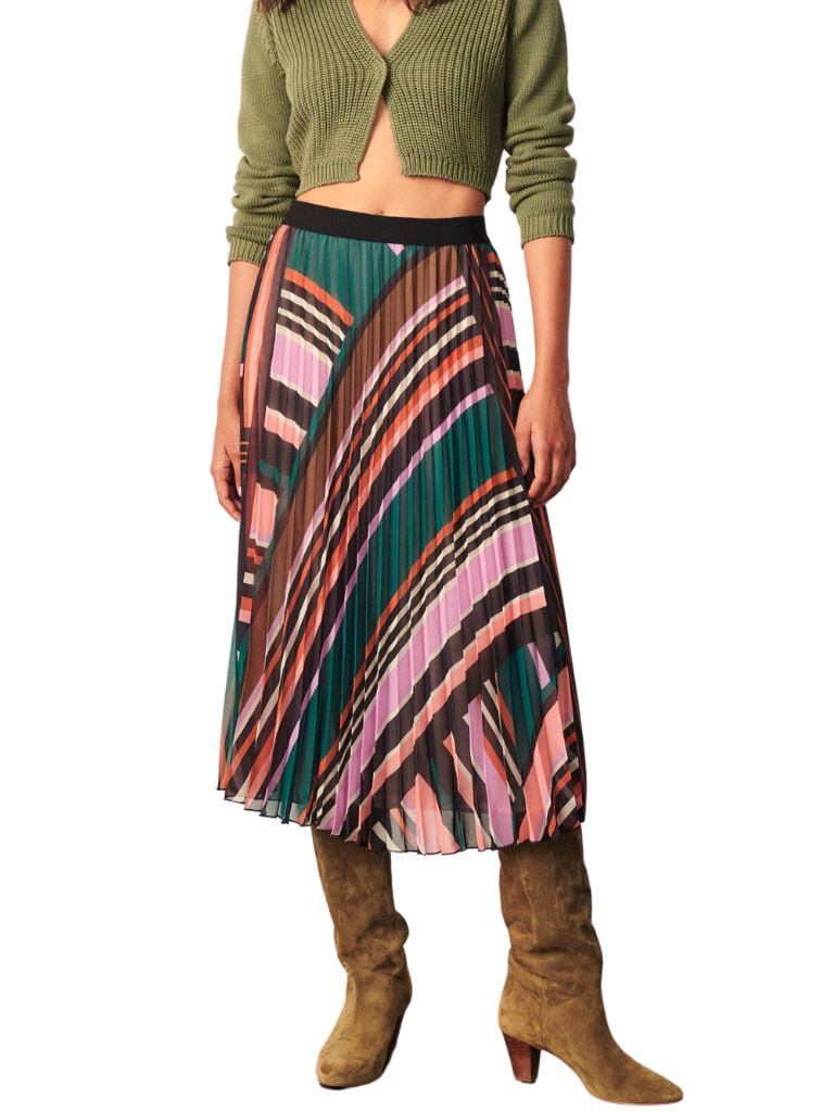 Ba&sh Uhendy Pleated Mid-length Skirt - Green - Styleartist