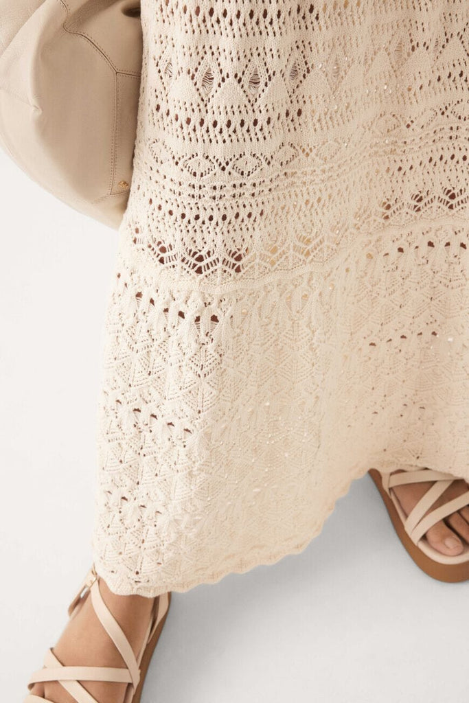 Ba&sh Josh Crochet Midi Skirt- Ecru - Styleartist