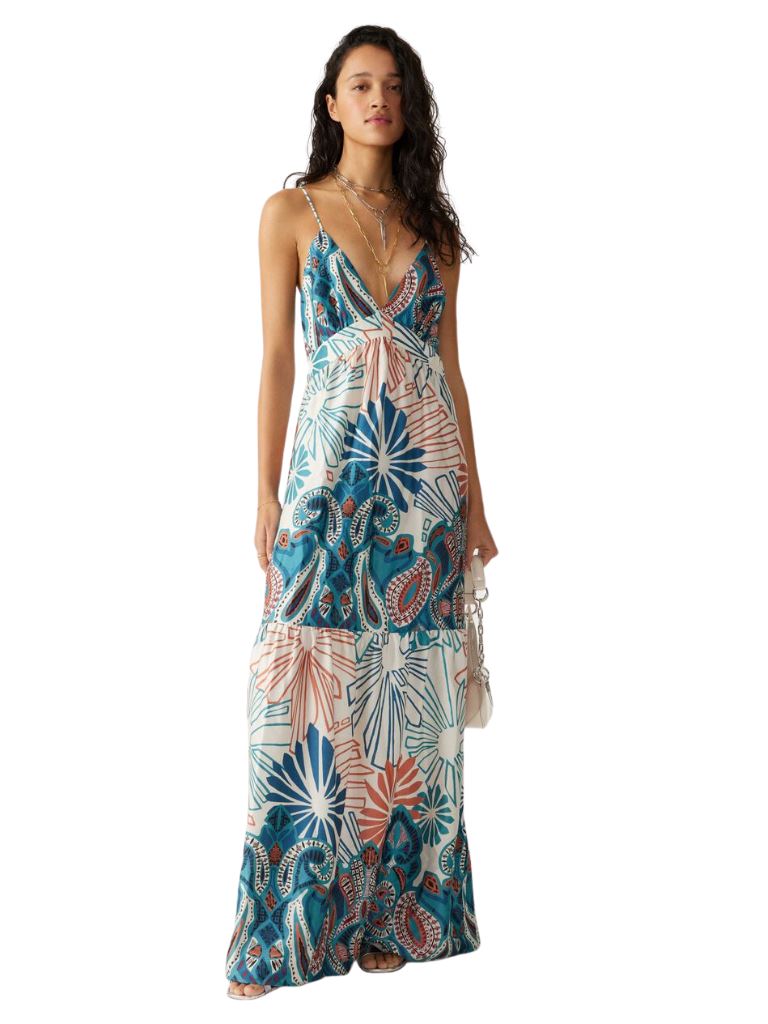 Ba&sh Joyce Satin Maxi Dress - Turquoise - Styleartist