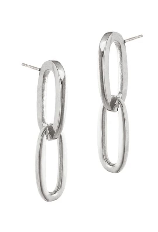 Biko Chainlink Stud Earrings - Silver - Styleartist