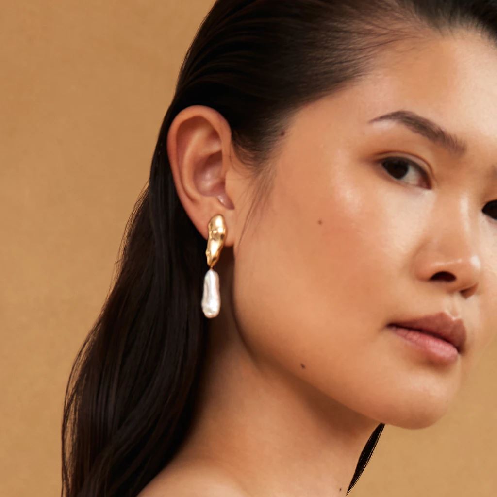 Biko Elle Pearl Drop Earrings- Gold - Styleartist