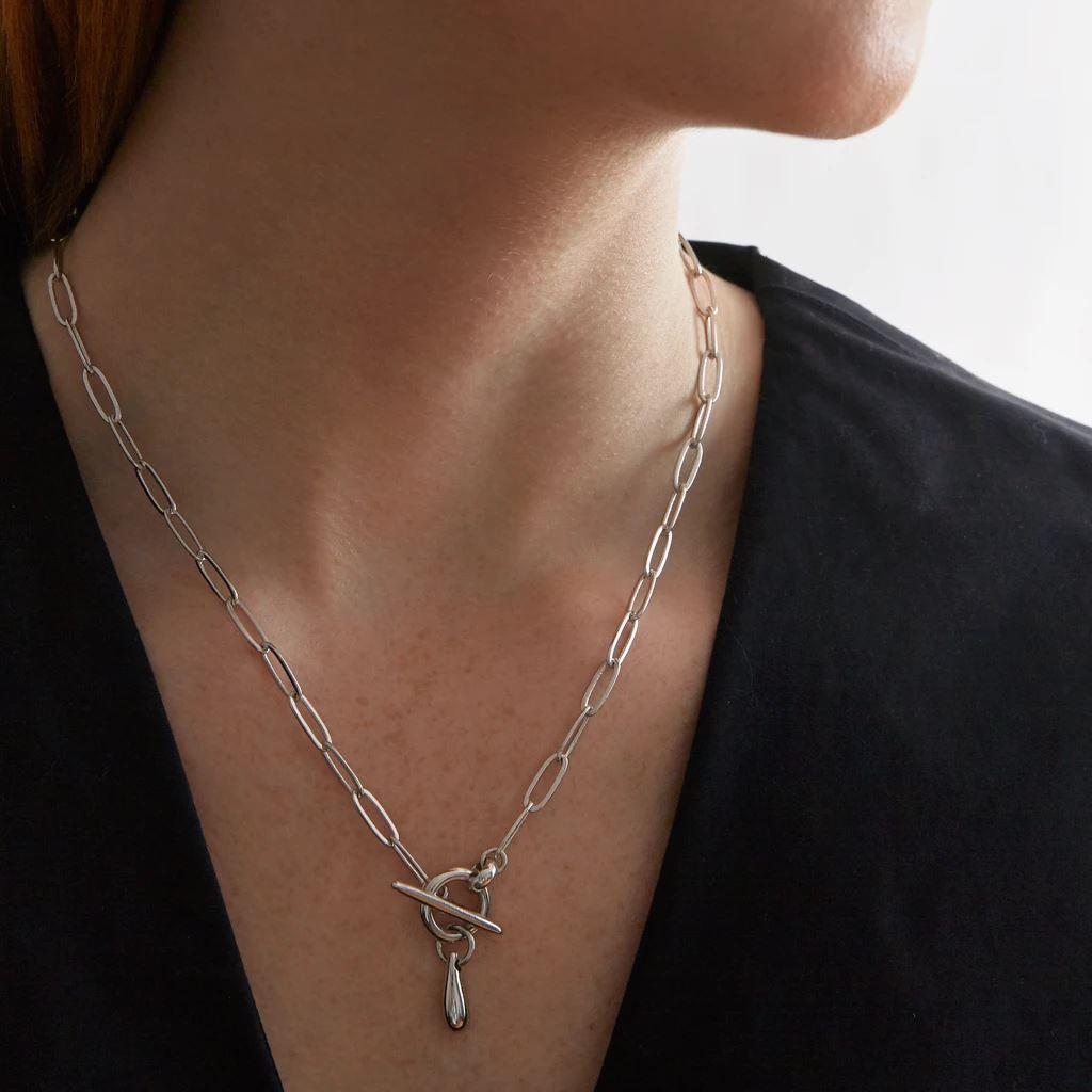 Biko Fine Chainlink Collar Necklace- Silver - Styleartist