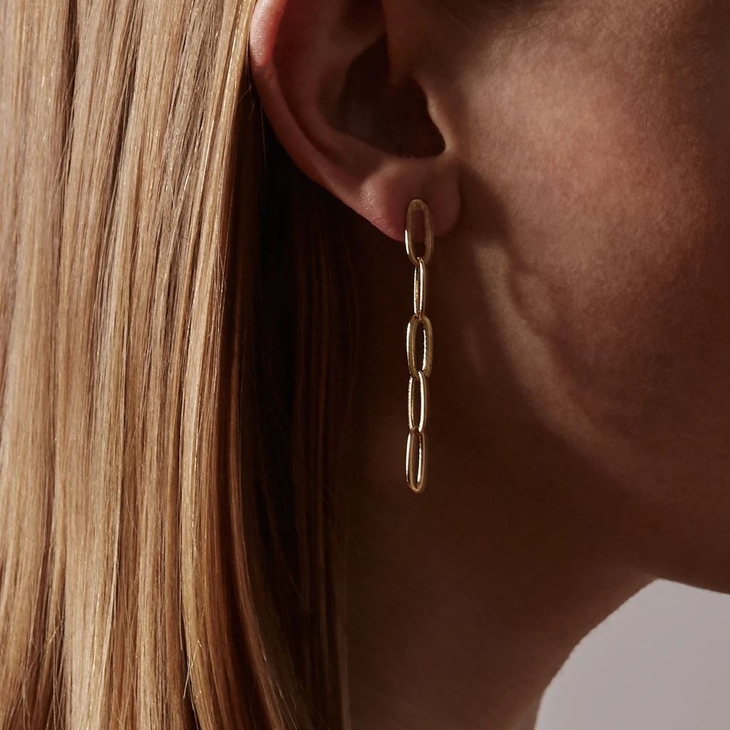 Biko Fine Chainlink Stud Earrings- Gold - Styleartist