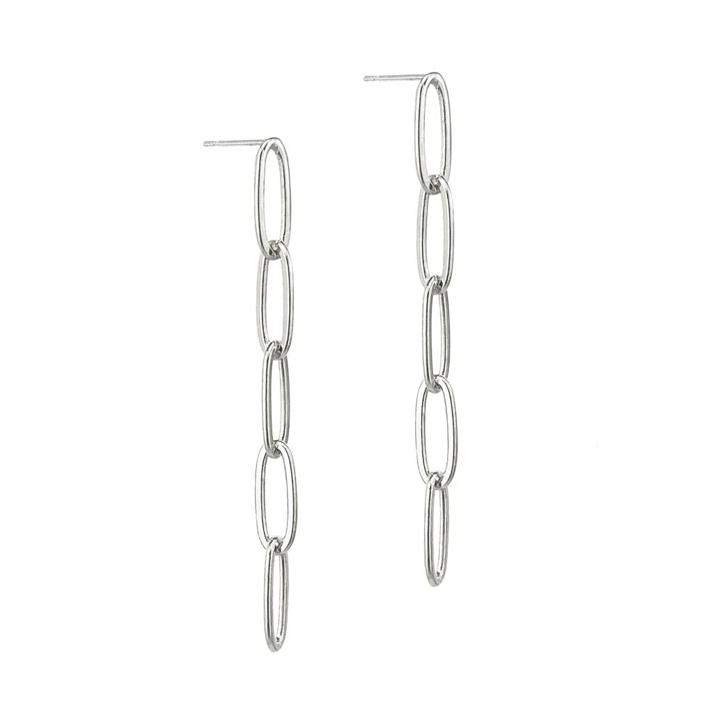 Biko Fine Chainlink Stud Earrings- Silver - Styleartist