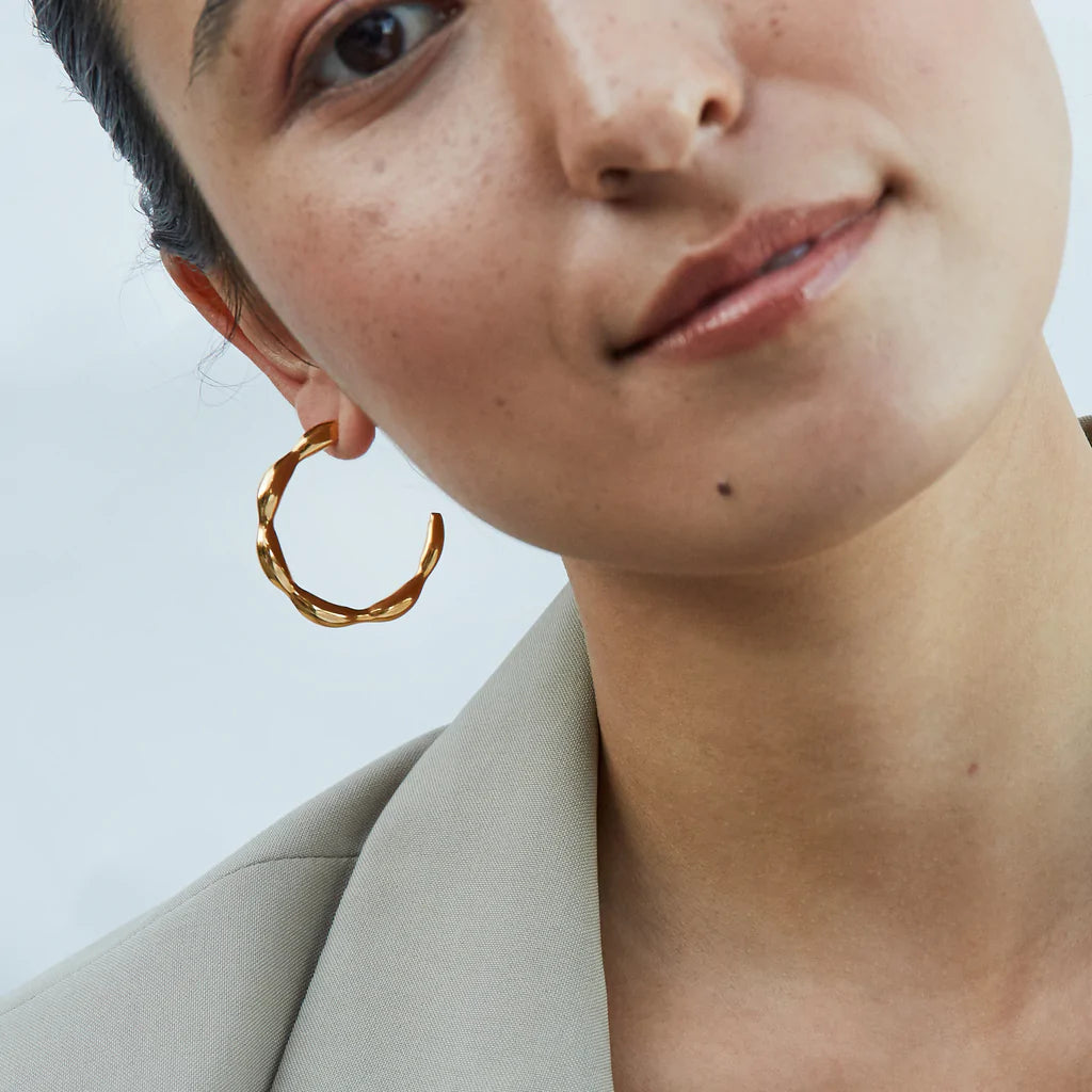 Biko Wildflower Large Hoop Earrings - Gold - Styleartist