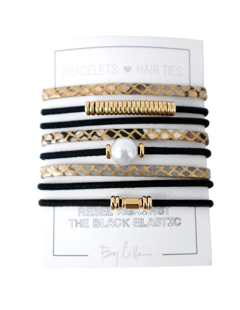 By Lilla Bracelets Hair Ties - Good As Gold Stack - Styleartist