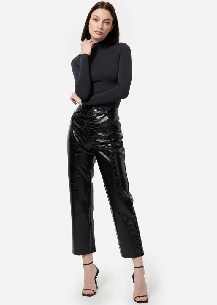 Cami NYC Agatha Embossed Vegan Leather Pant- Black - Styleartist