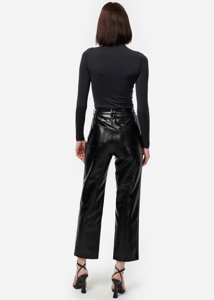 Cami NYC Agatha Embossed Vegan Leather Pant- Black - Styleartist