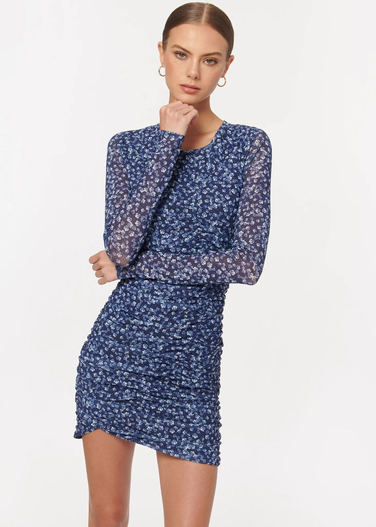 Cami NYC Magdalena Long Sleeve Mini Dress - Blue Pansy - Styleartist