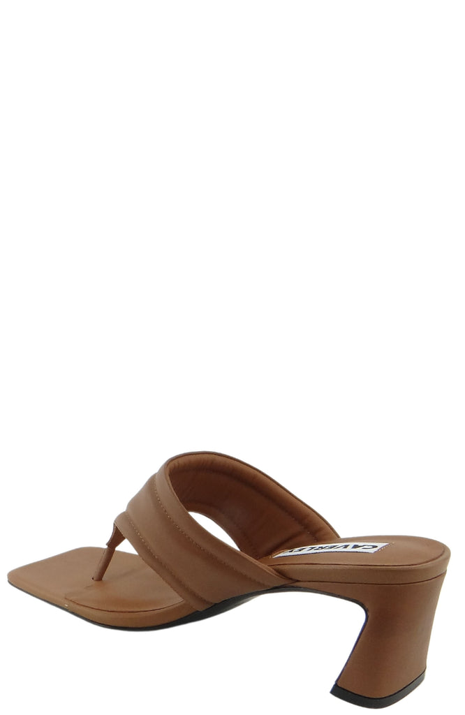 Caverley Ace Square Toe Thong Heeled Sandal - Chestnut - Styleartist