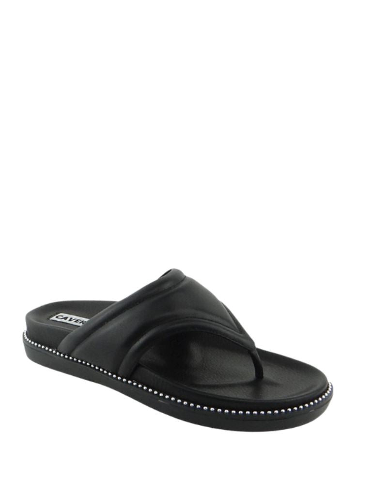 Caverley Remi Padded Leather Toe Thong - Black - Styleartist