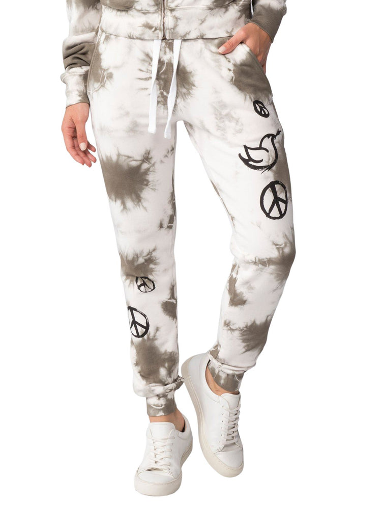 CHRLDR All-Over Peace Signs Flat Pocket Sweatpants- Olive Cloud - Styleartist