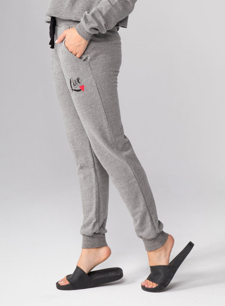 CHRLDR Love Heart Flat Pocket Sweatpants- Heather Grey - Styleartist