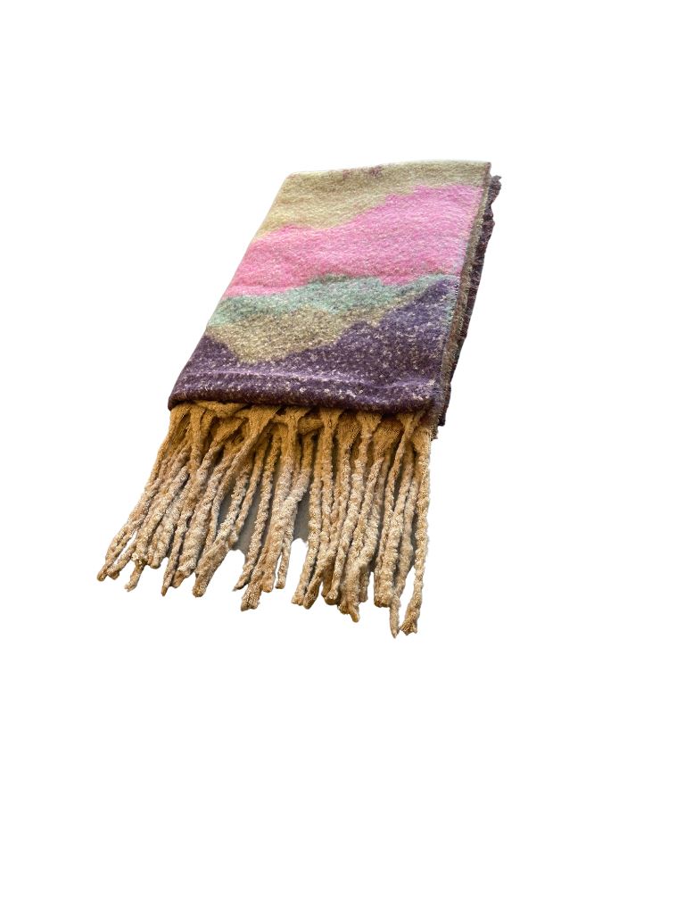 Chunky Scarf with Fringes- Multicolour - Styleartist