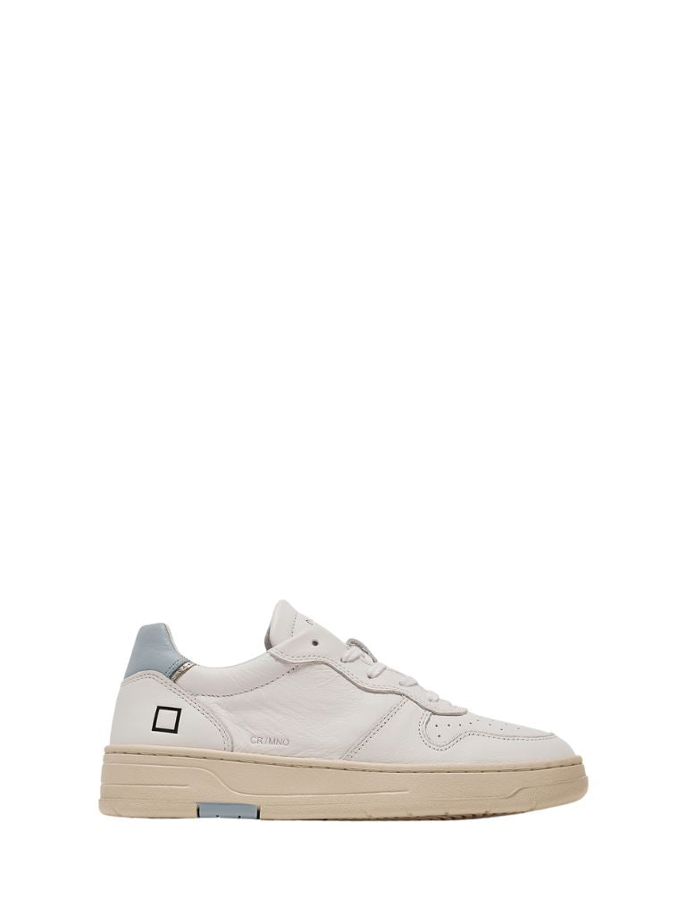 D.A.T.E. Court Mono Low Top Leather Sneaker - White-Sky - Styleartist