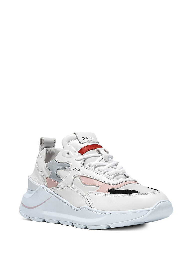 D.A.T.E. Fuga 2.0 Leather Sneaker- White-Pink - Styleartist