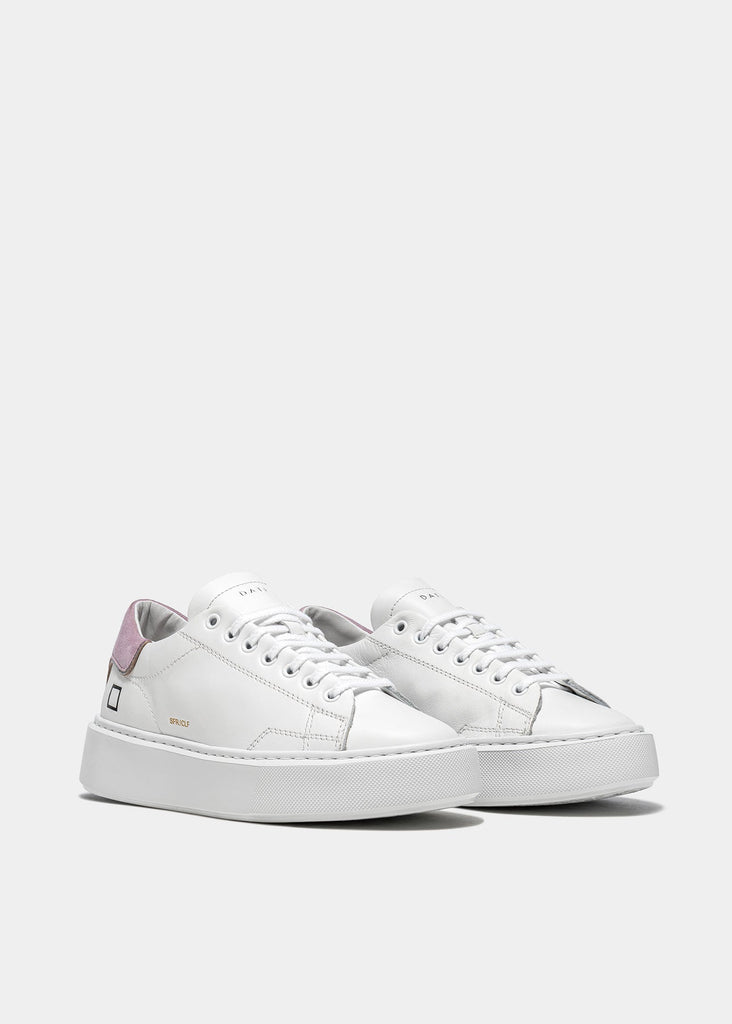 D.A.T.E Sfera Calf Leather Sneaker- White-lilac - Styleartist